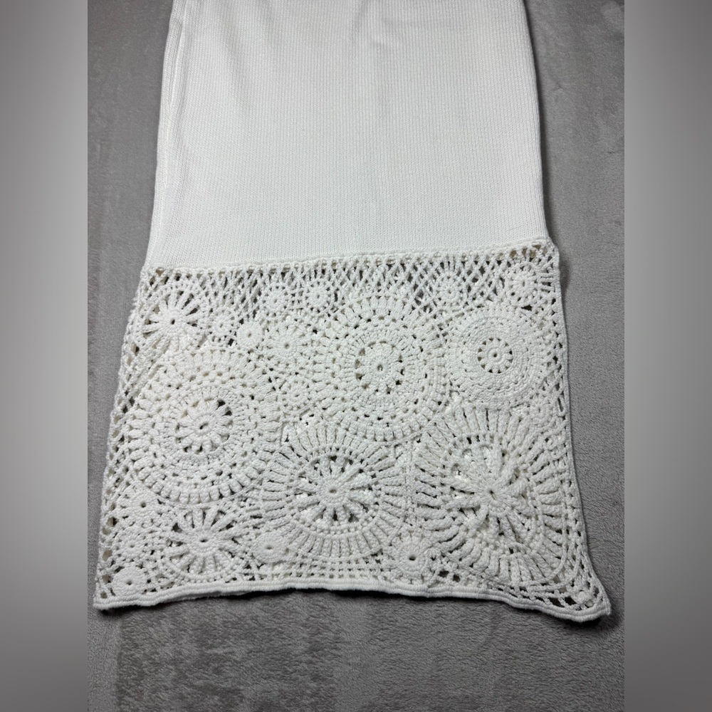Anthropologie House of Harlow Crochet 100% Cotton Boho Midi Off White Skirt XS - Picture 11 of 16